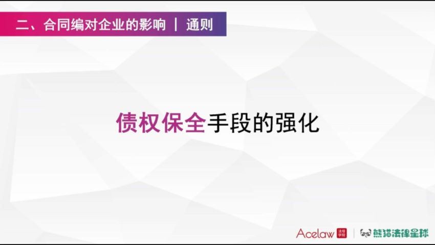 法律(高云熊猫)：【法培学院 高云熊猫】民法典时代企业法律实务指南 百度网盘(4.53G)